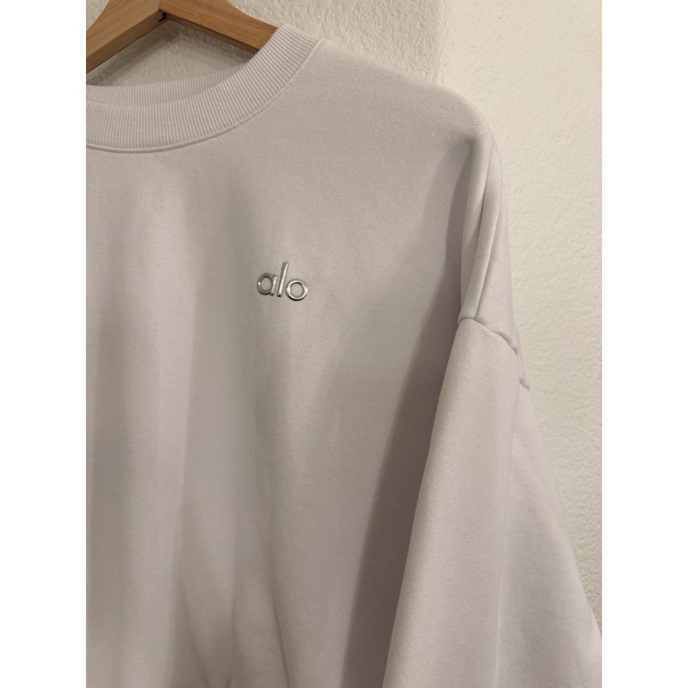 Alo Yoga Cropped Accolade Crewneck Sweatshirt White Size Medium - Picture 4 of 14